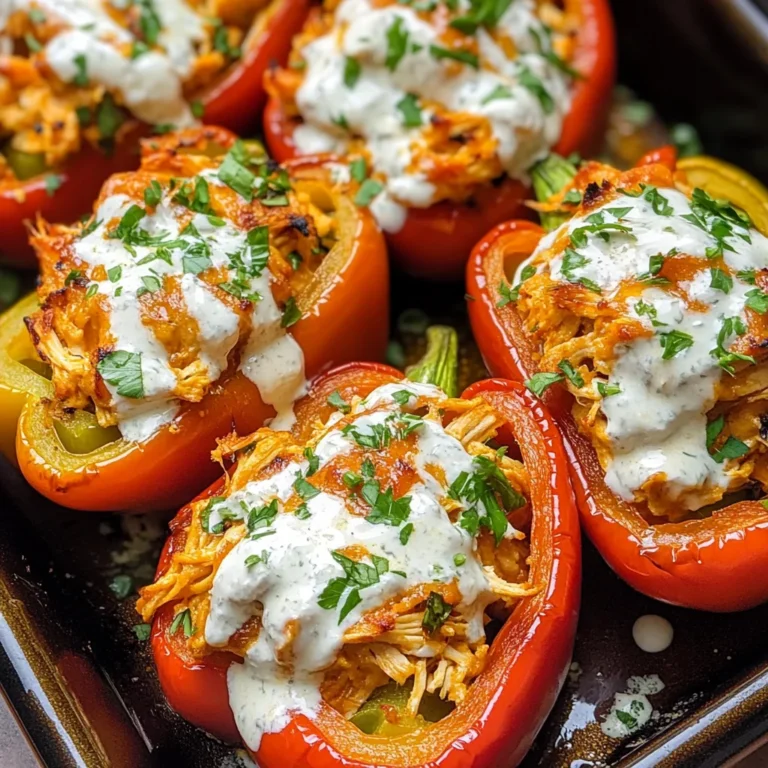 Buffalo Chicken Stuffed Peppers - Dairy Free & Low Carb