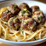 Garlic Butter Meatballs : Creamy Linguine Delight