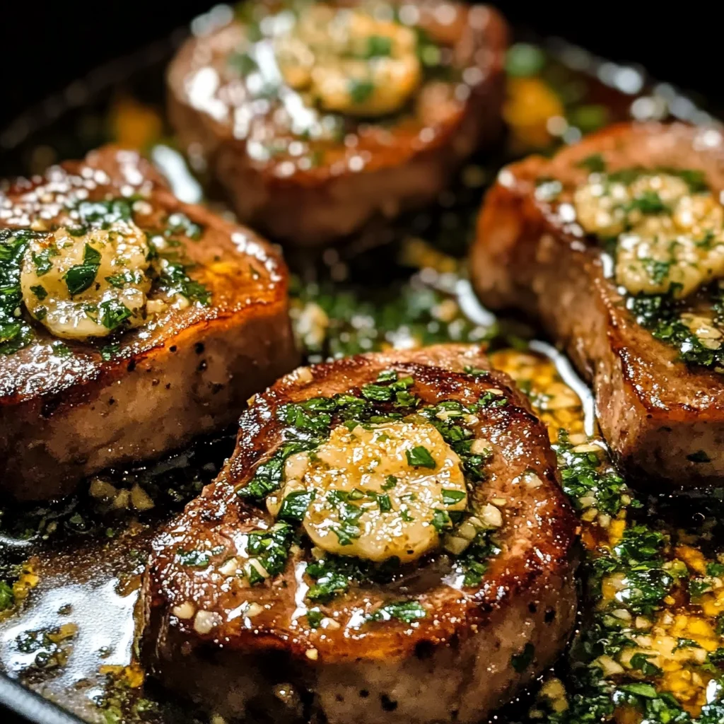 Garlic Butter Pan Seared beef Chops