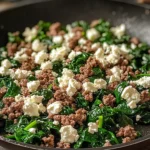 Ground Beef and Spinach Skillet with Feta