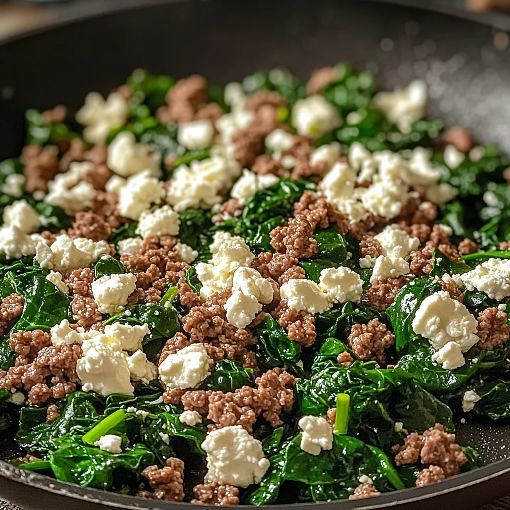 Ground Beef and Spinach Skillet with Feta