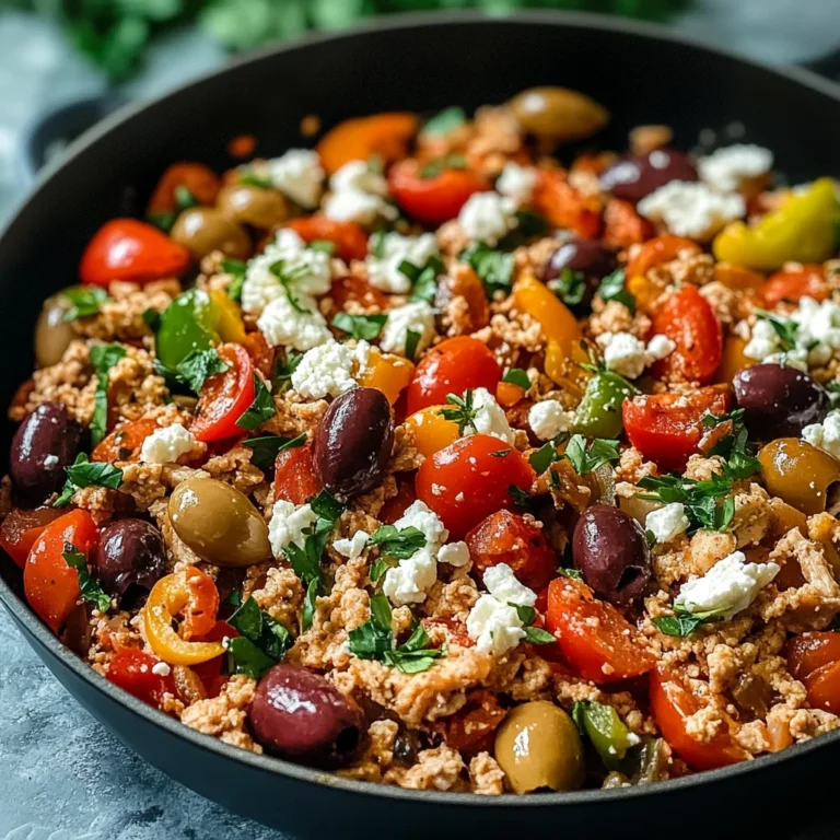 Mediterranean Keto Ground Chicken Skillet with Olives and Feta