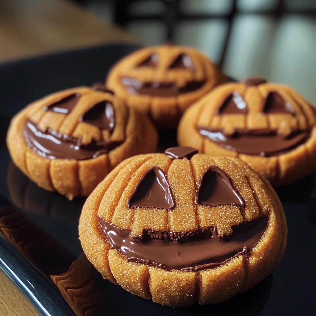 Milk Chocolate Stuffed Jack-O'-Lantern Cookies