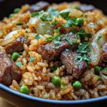 Savory Onion Beef Fried Rice