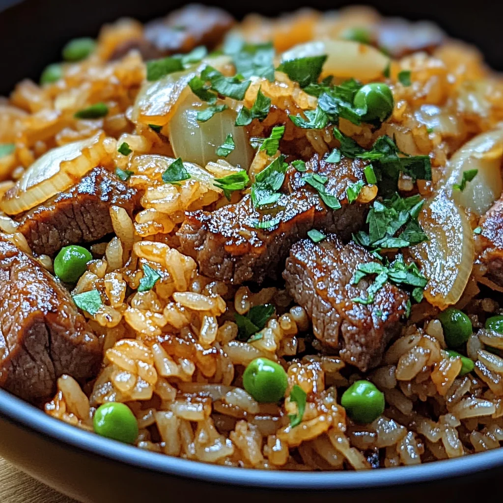 Savory Onion Beef Fried Rice