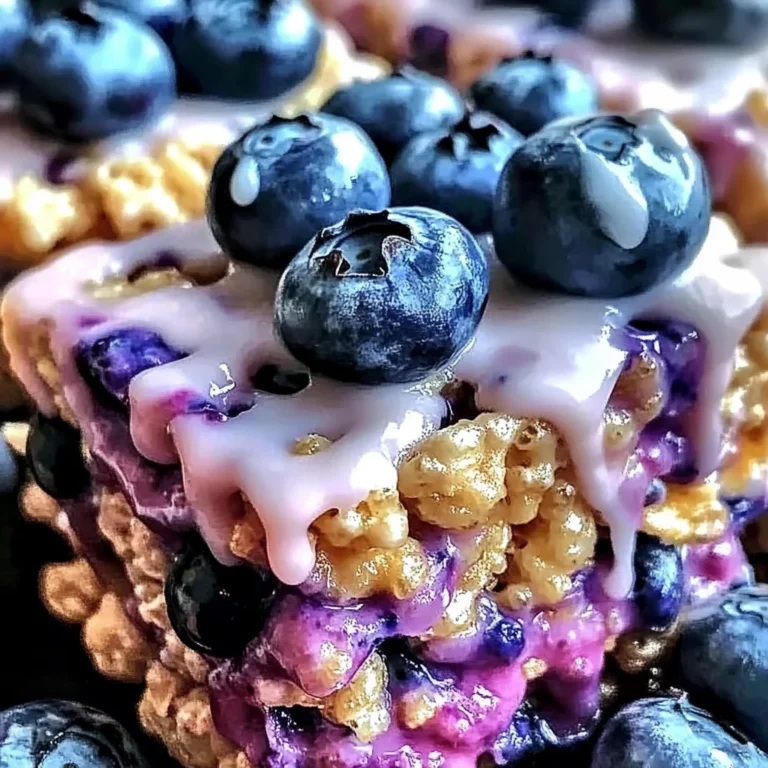 Blueberry Rice Krispies Treats with Vanilla Glaze