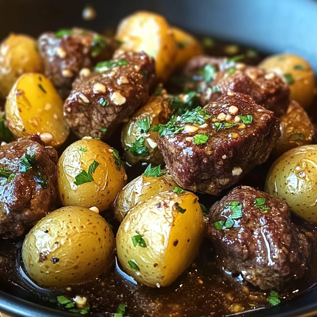 Garlic Butter Beef Bites with Potatoes