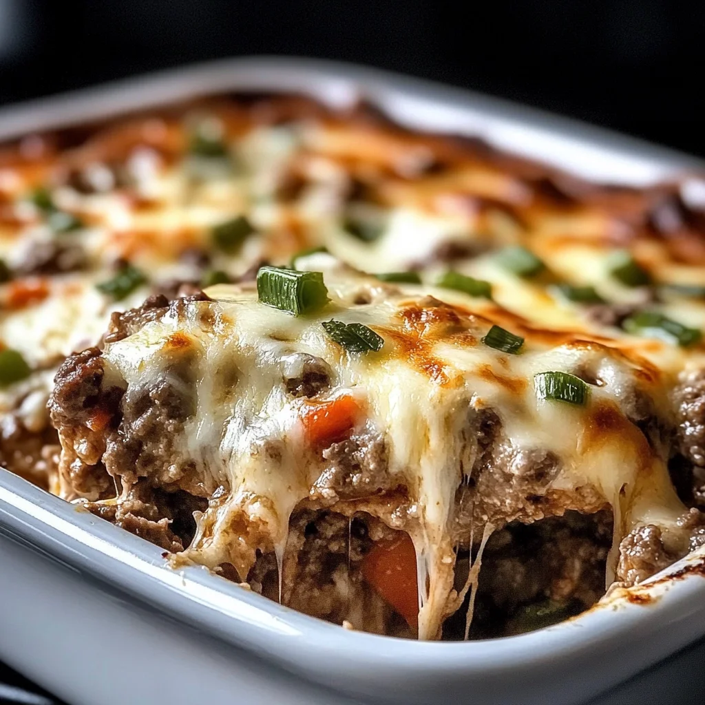 Low Carb Philly Cheesesteak Casserole