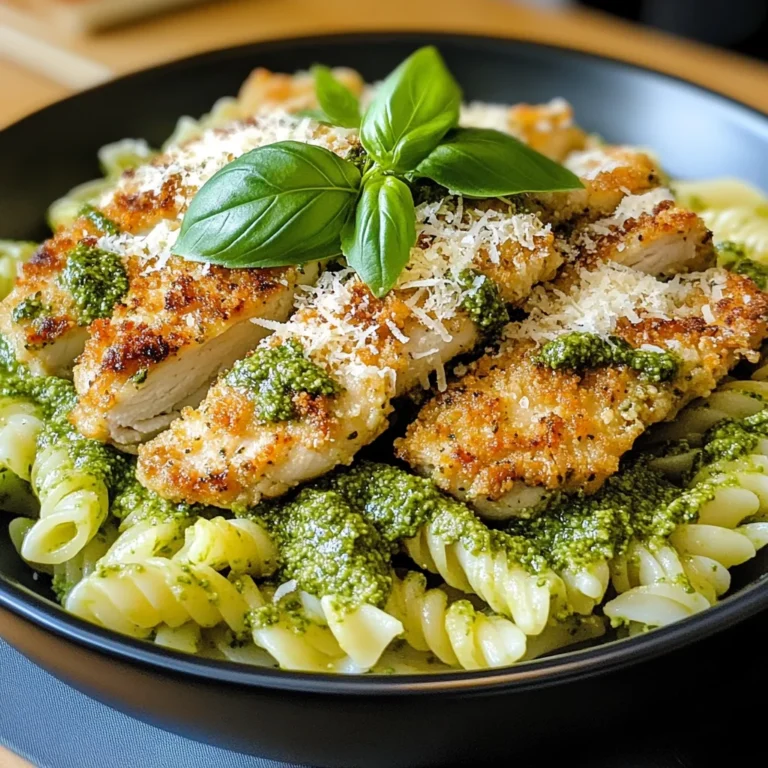 Pesto Pasta with Crispy Parmesan Chicken